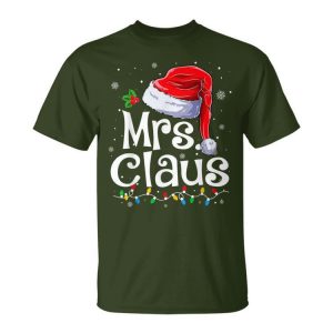 Mr And Mrs Claus Couples Matching Christmas Pajamas Santa Unisex T-Shirt