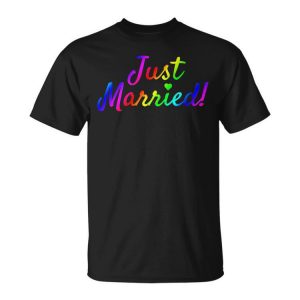 Newlywed Just Married Gay Lesbian Lgbt Wedding Honeymoon Unisex Unisex T-Shirt