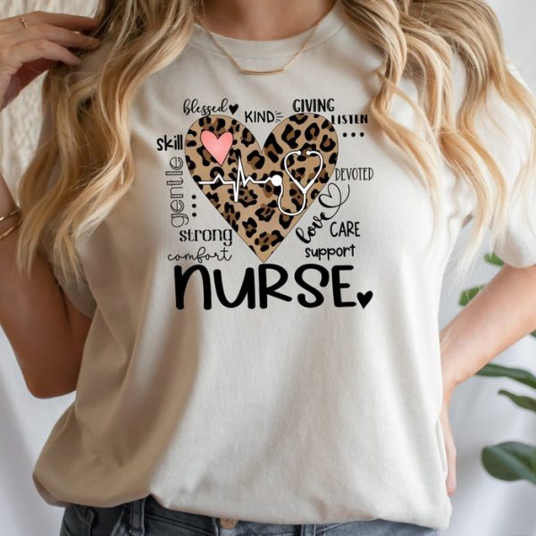 Nurse Life Leopard Registered CNA Nursing School Gift Tee ETS1137