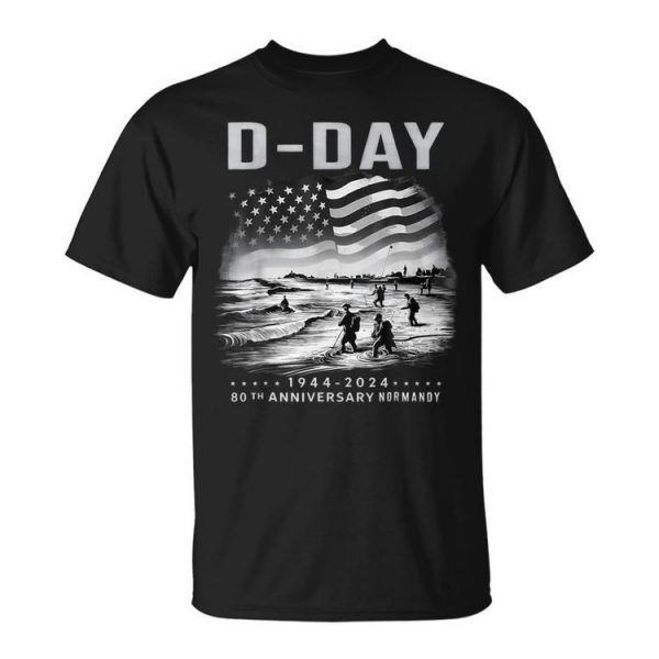 Omaha Beach 1944-2024 D-Day 80Th Anniversary Normandy D-Day Unisex T-Shirt