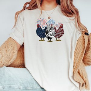 Patriotic USA Retro Chicken 4th Of July American Flag Shirt ETS1016