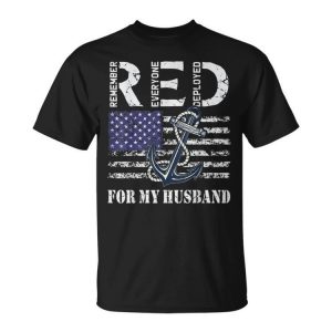 Red Friday For My Husband Military Deployed Navy Wife Flag Unisex Unisex T-Shirt