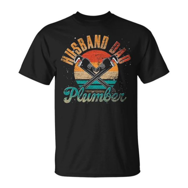 Retro Plumbing Daddy Fathers Day Husband Dad Plumber Unisex T-Shirt