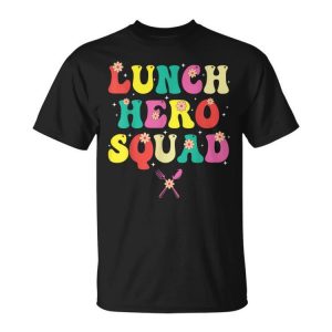 School Lunch Hero Squad Funny Cafeteria Workers Groovy Style Unisex Unisex T-Shirt