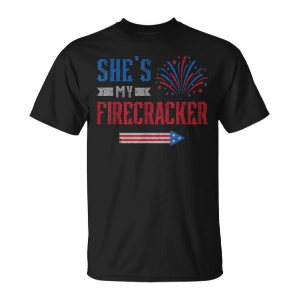 Shes My Firecracker Fireworks Usa Flag Couples 4Th Of July Usa Funny Gifts Unisex Unisex T-Shirt