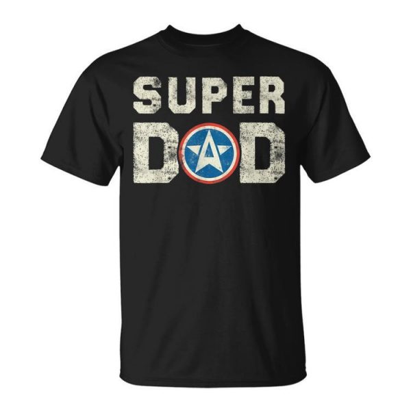 Super Dad Superhero Super Dad Father Hero Star Shield Gift For Mens Unisex Unisex T-Shirt