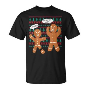 Two Gingerbreads Dancing Together Oh Snap Maybe Try Icing It Unisex Unisex T-Shirt