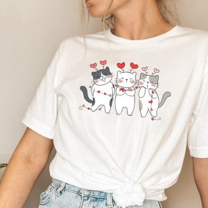 Valentine's Cat Heart Lover Cute Valentine's Day Gift Shirt ETS1092