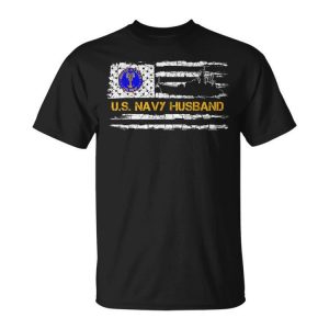 Vintage American Flag Proud Us Navy Husband Veteran Military Unisex Unisex T-Shirt