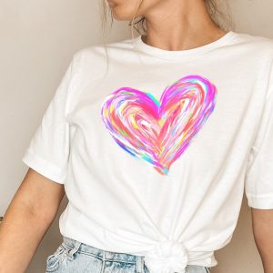 Watercolor Heart Valentine's Day Colorful Heart Gift For Lover Tee ETS1126