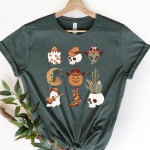 Western Halloween Howdy Pumpkin Cowboy Ghost Retro Tee ETS1033