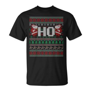 Where My Hos At Ho Ugly Christmas Sweater Style Couple Unisex T-Shirt